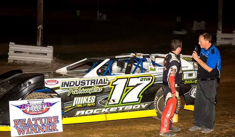 Feature winner interviewed in victory lane at Path Valley Speedway