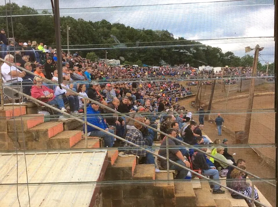 Packed grandstand at Path Valley Speedway on a Saturday night